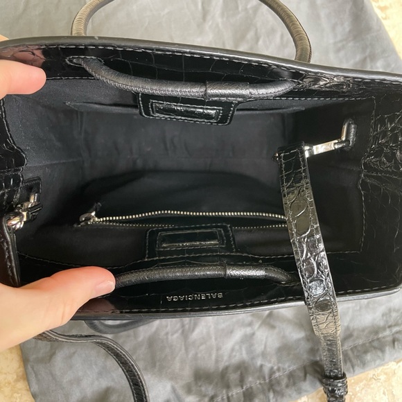RARE BALENCIAGA Preowned Everyday XXS Shopping Tote Black embossed crocodile - Picture 4 of 16